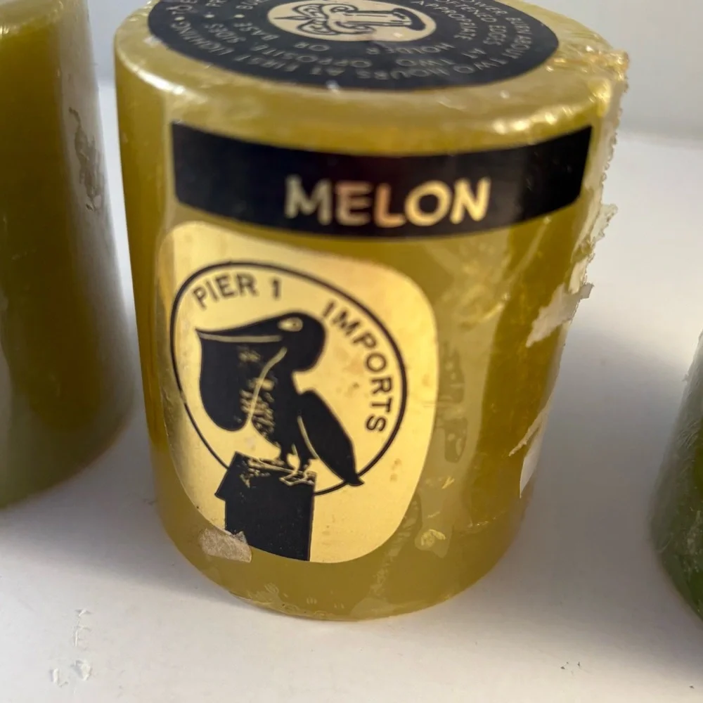 Lot 3 Pier 1 One Pillar Candles Green Yell 3